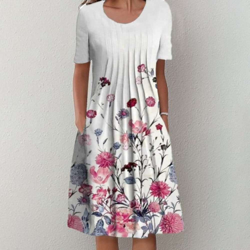 NWT - Summer, flower print, side pocket dress